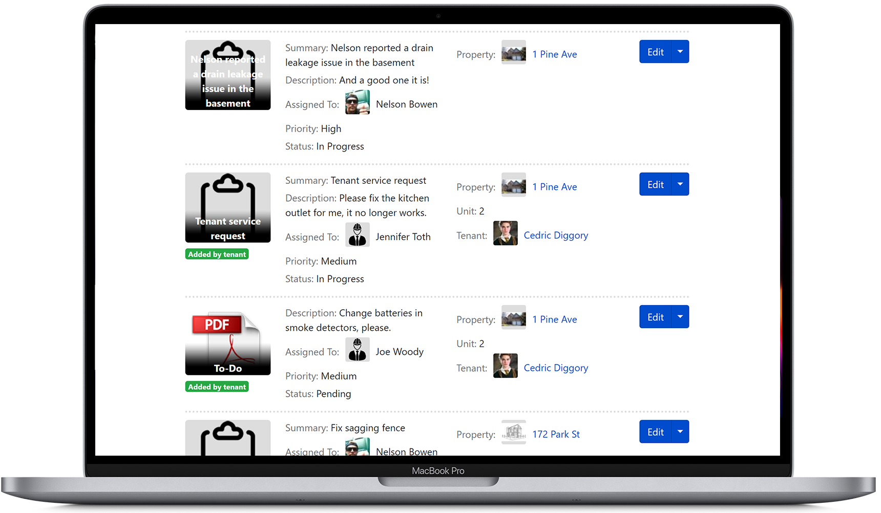 Your landlord and property manager clients can see the status updates on their own to-do list