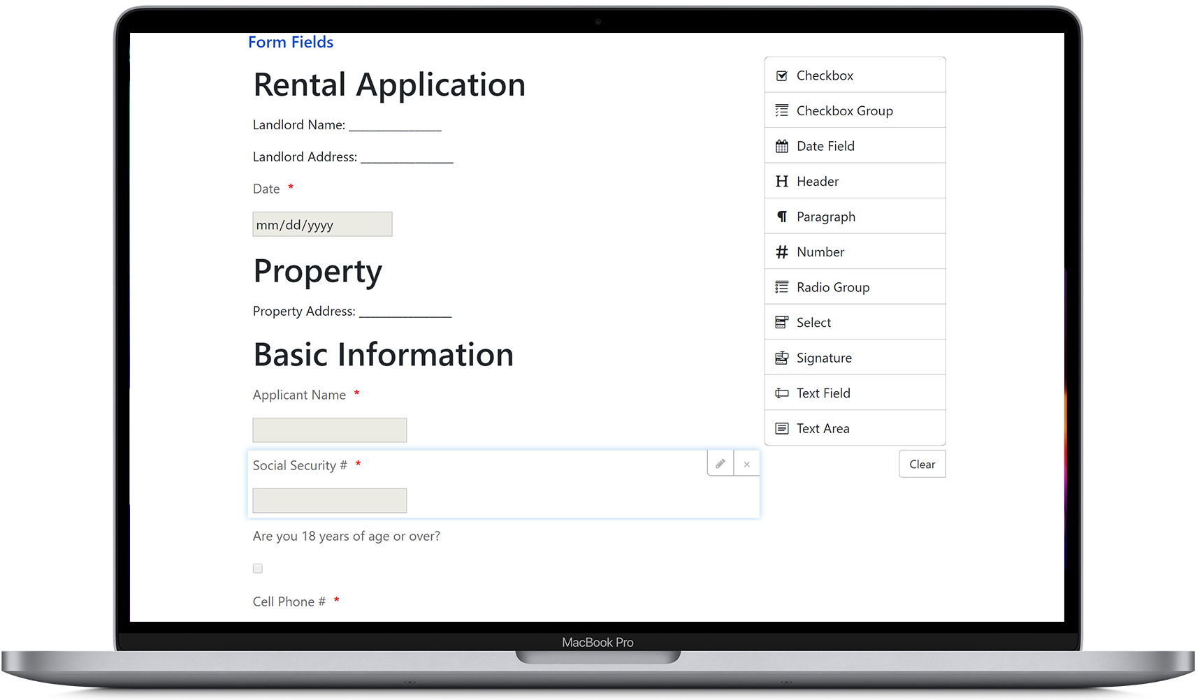 Create a custom online application form, using our landlord software